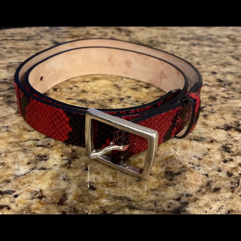 Rag and bones red boyfriend belt snake